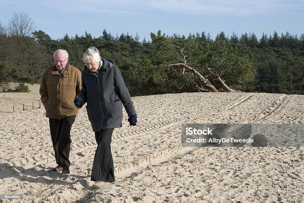 Marche couple au Soester duinen (Soest, les Pays-Bas - Photo de Pays-Bas libre de droits