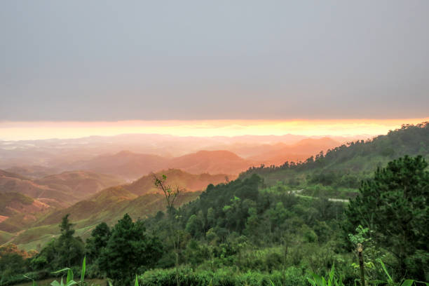 istock Sunrise over mountains layer range view in Thailand 904098714