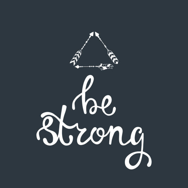 Be strong. Inspirational quote about freedom. Be strong. Inspirational quote about freedom. Modern calligraphy phrase with hand drawn arrows. Lettering in boho style for print and posters. Hippie quotes collection. Typography poster design. lance armstrong foundation stock illustrations