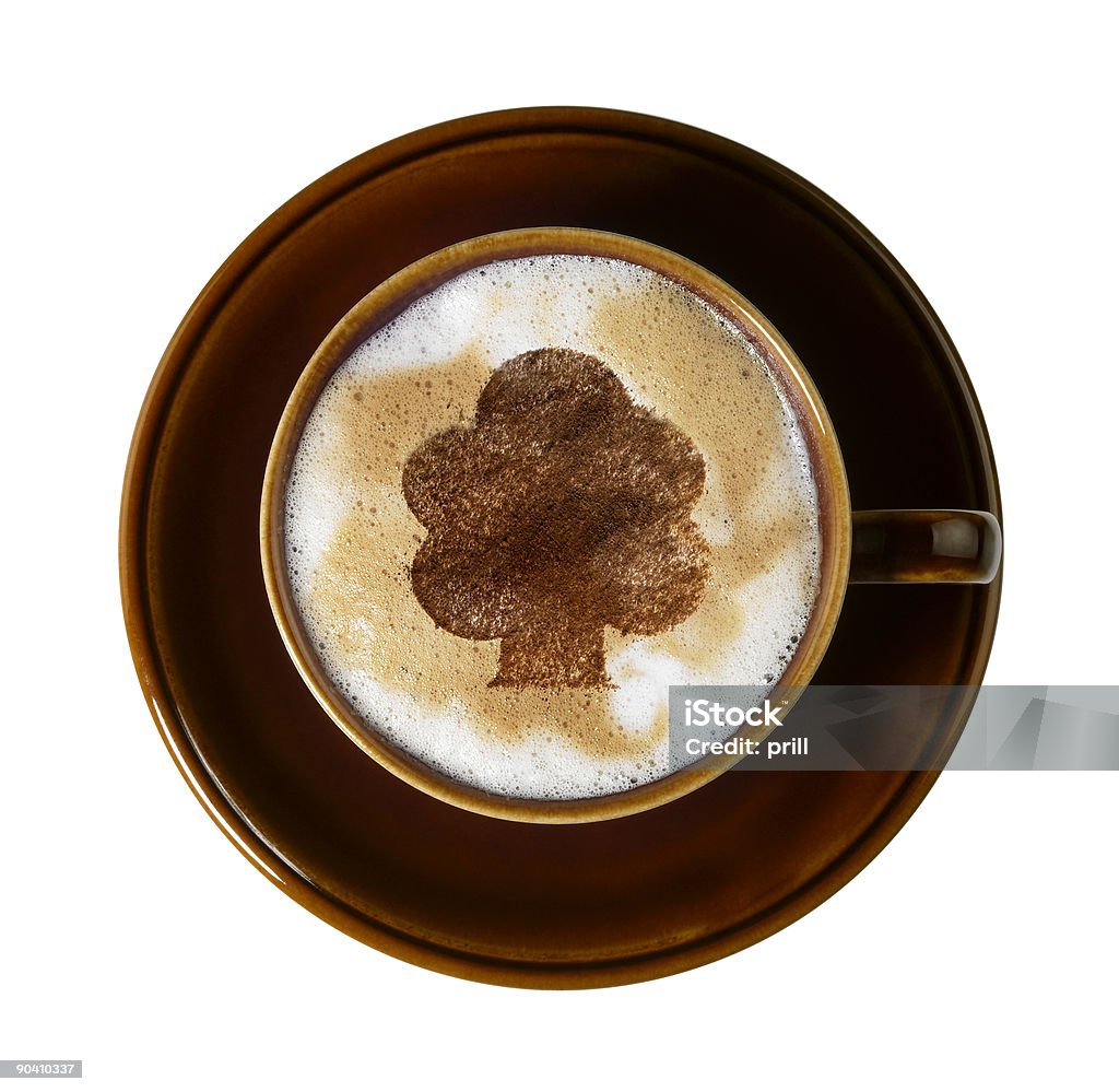 brown cup mit chocolate tree in Milch-Schaum - Lizenzfrei Allegorie Stock-Foto