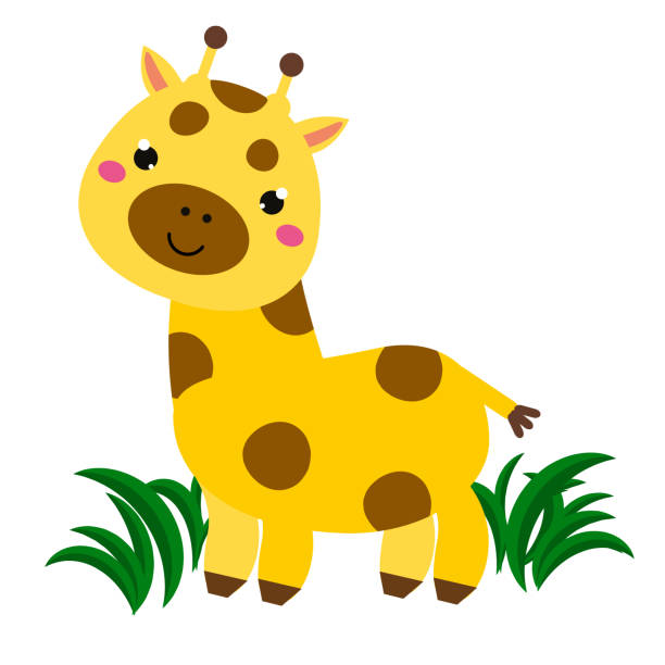 かわいい漫画キリン。赤ちゃん・子供のための動物の文字が印刷されます。 - giraffe print点のイラスト素材／クリップアート素材／マンガ素材／アイコン素材