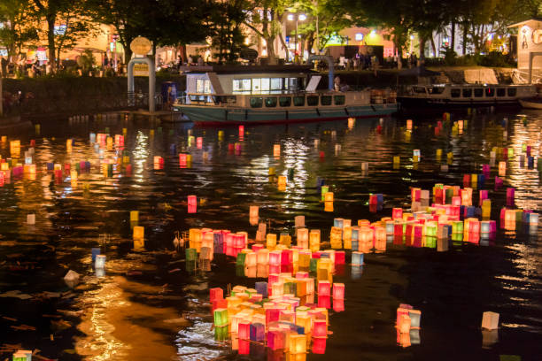 In Hiroshima City, Hiroshima prefecture, lamppost is done on the atomic bomb anniversary of August 6, mourning the person who was the victim of the atomic bomb.