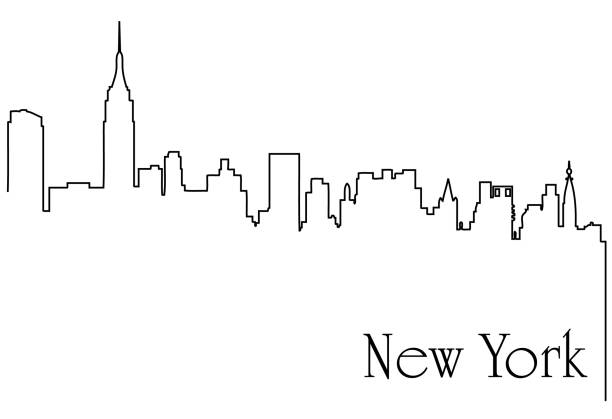 new york city eine strichzeichnung hintergrund - new york city stock-grafiken, -clipart, -cartoons und -symbole