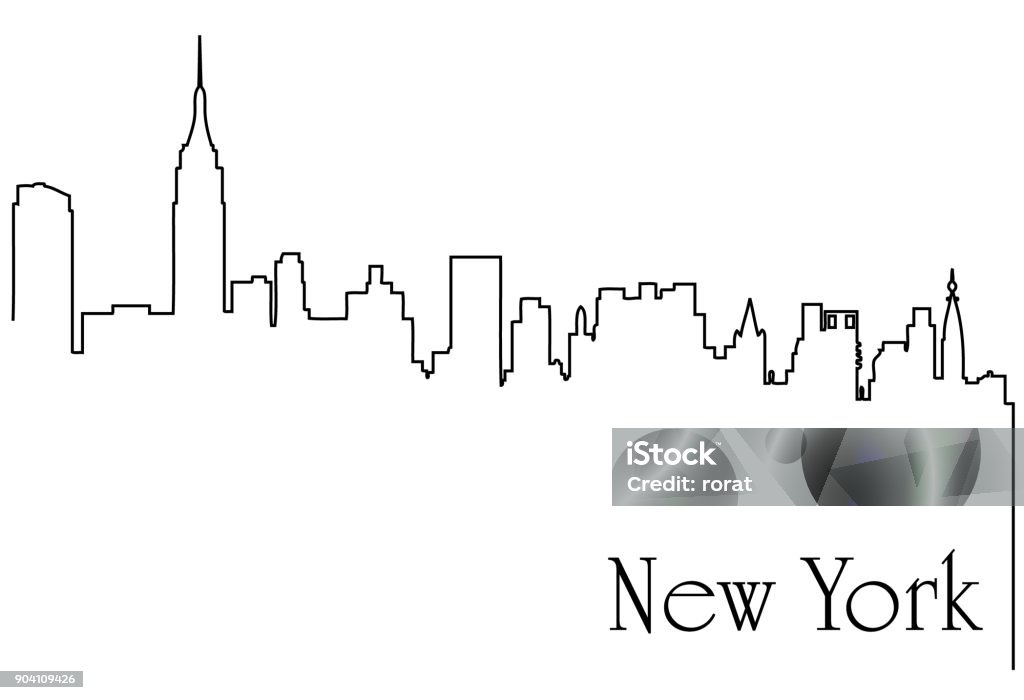 New York city one line drawing background Abstract background with  metropolis cityscape New York City stock vector