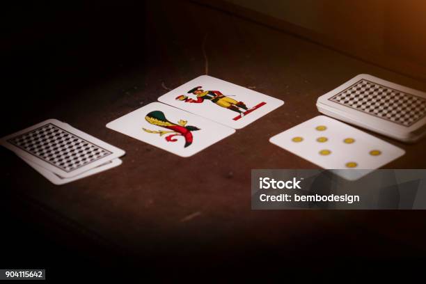 Neapolitan Scopa Briscola Playing Cards Stock Photo - Download Image Now - Ace, Arts Culture and Entertainment, Bad Luck