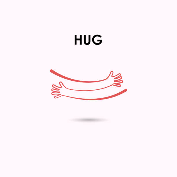 ilustrações, clipart, desenhos animados e ícones de abraçar ou abraçar o modelo de design de logotipo de vetor de ícones. conceito de amor. conceito de dia vector card.love & feliz dia dos namorados dia dos namorados. ilustração vetorial - hug