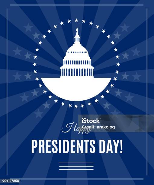 Vector Presidents Day Greeting Banner With Washington Dc Stock Illustration - Download Image Now