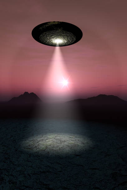 UFO über Wüste Sonnenuntergang – Foto