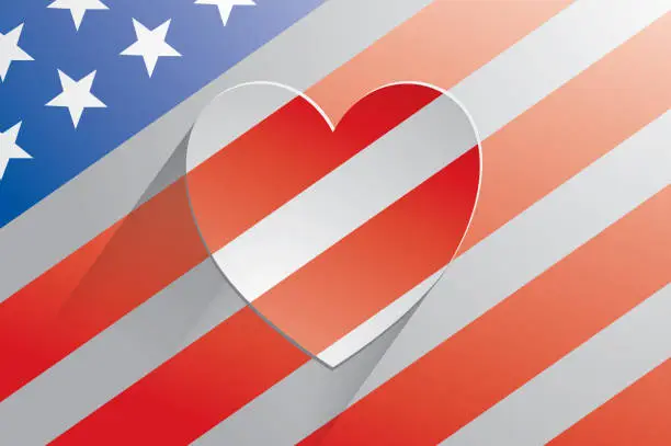 Vector illustration of US Flag Patriotic Love