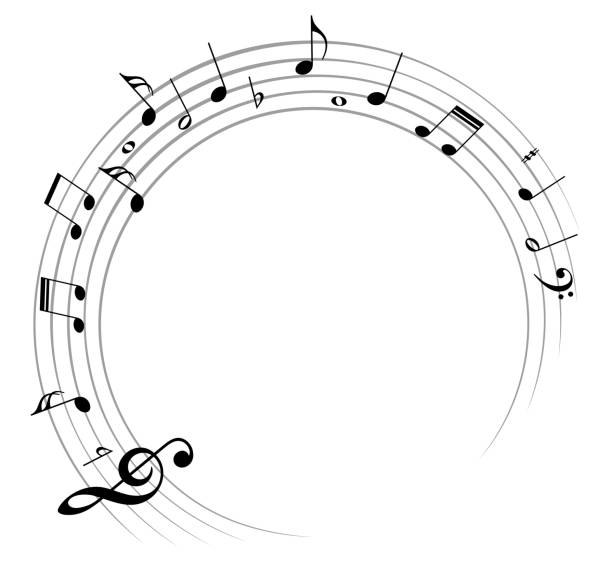 ilustraciones, imágenes clip art, dibujos animados e iconos de stock de marco con notas musicales. - music loop