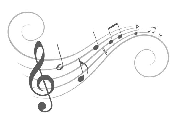 Music notes. A symbol with music notes. musical staff stock illustrations