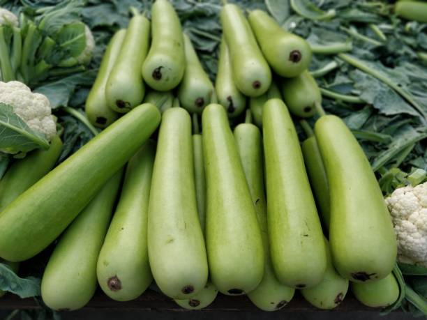 istock Raw green Calabash on display at Vegetable Stall 904183002