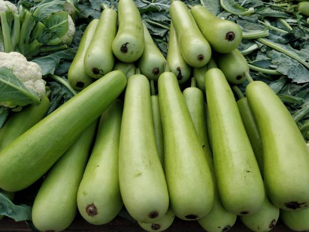 istock Raw green Calabash on display at Vegetable Stall 904183042