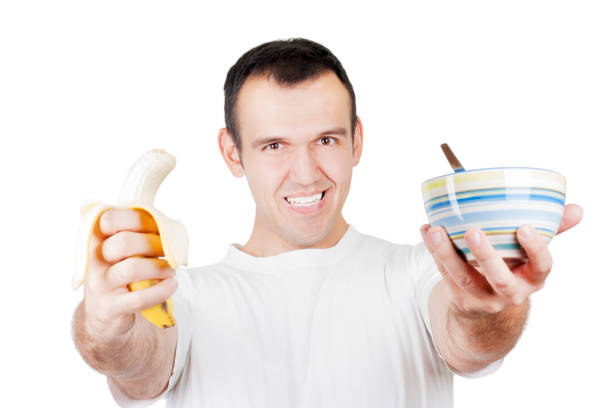 istock Man eat healthy food 904183056