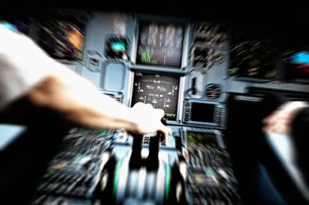Artistic depiction of a pilot applying full thrust during an emergency situation