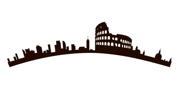 ilustrações, clipart, desenhos animados e ícones de horizonte de roma isolado - italian flag skyline famous place flag