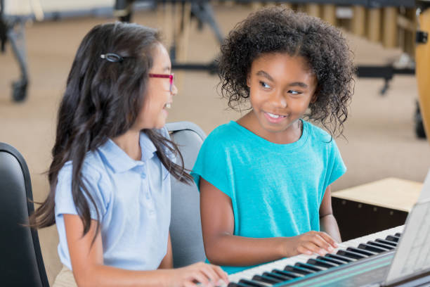 istock Young friends playing keyboard together 904190912