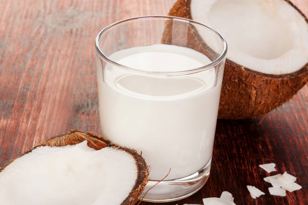 istock Delicious Coconut milk in glass 904196632