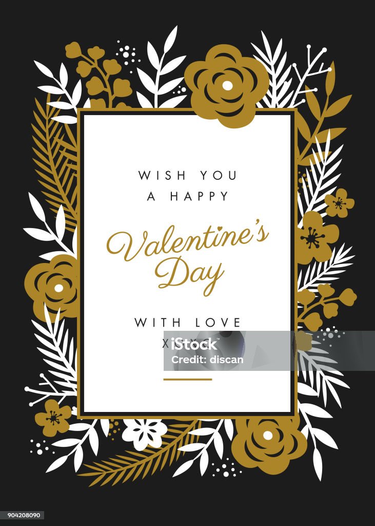 Valentine's Day Card design with flowers frame. Valentine's Day Card design with flowers frame - Illustration Flower stock vector