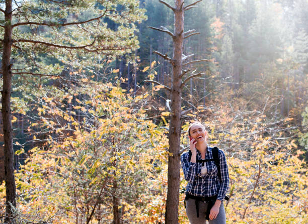 istock Girl with backpack on trekking trip 904210530