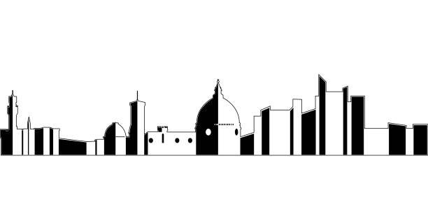 ilustrações, clipart, desenhos animados e ícones de vista da cidade de florença isolado - italian flag skyline famous place flag