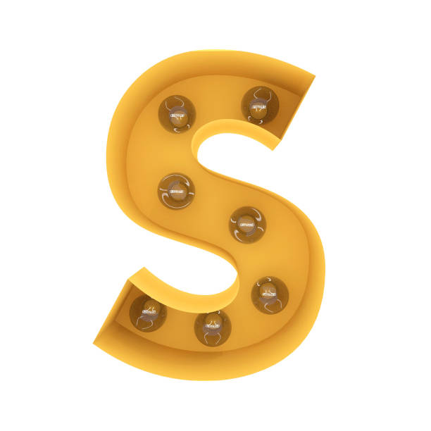istock Letter S light sign yellow vintage. 3D rendering 904217084
