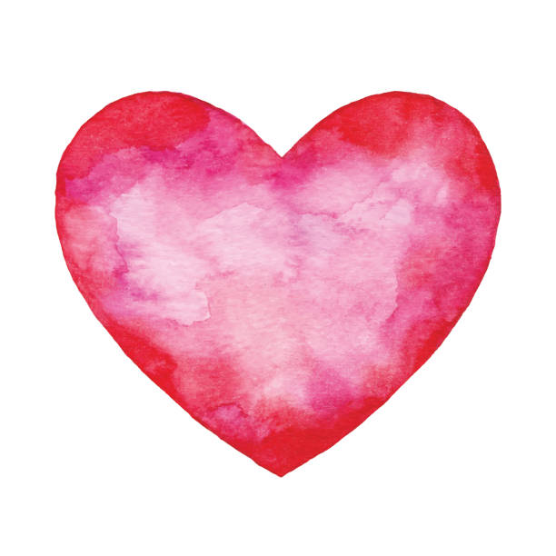 수채화 붉은 추상 �마음 - paintings valentines day love square stock illustrations