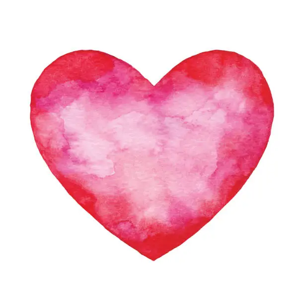 Vector illustration of Watercolor Red Abstract Heart