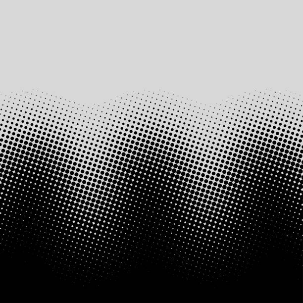 Color halftone gradient waves Color halftone gradient waves in black and grey rasterized stock illustrations