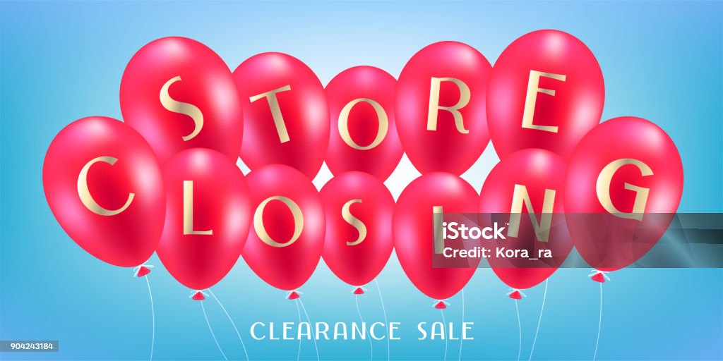 Store Closing Graphics Store Closing Vector Illustration Background With Air Balloons Stock ...