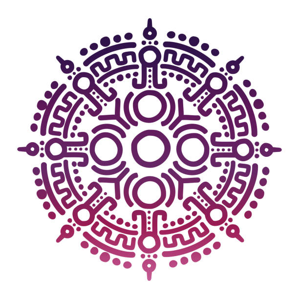 ilustraciones, imágenes clip art, dibujos animados e iconos de stock de símbolo de la antigua mitología mexicana colores - dibujos de aztecas