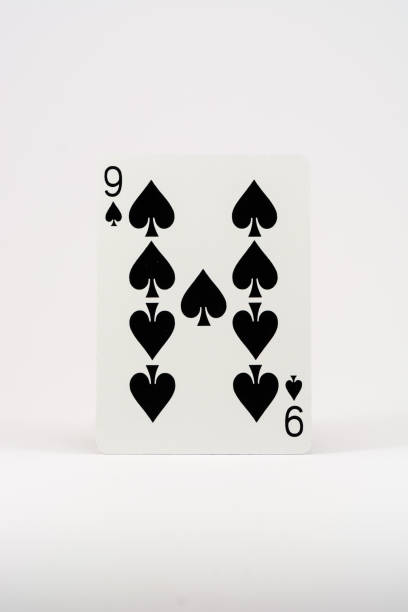 トランプ (白背景) - スペードの 9 - nine of spades ストックフォトと画像