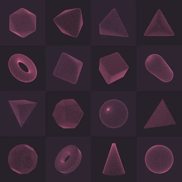 Vector illustration of Three-dimensional Vector Shapes Collection