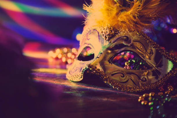 istock Mardi Gras, Rio carnival mask and colorful decorations. 904257014