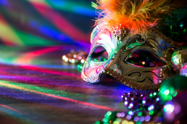 istock Mardi Gras, Rio carnival mask and colorful decorations. 904257630