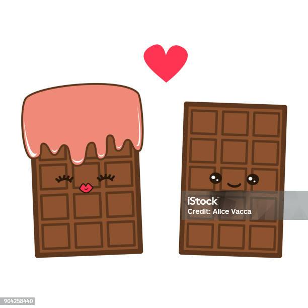 Two Cute Chocolate Bar Character In Love Cartoon Vector Illustration  Isolated On White Background Stock Illustration - Download Image Now -  iStock