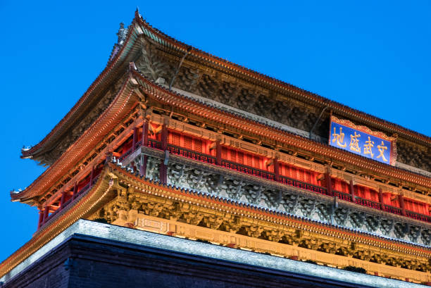 close-up de xi'an torre do tambor, xi ' an, china - xian tower drum china - fotografias e filmes do acervo