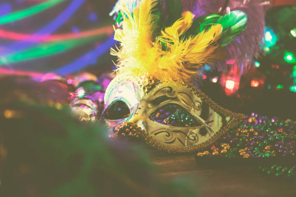 istock Mardi Gras, Rio carnival mask and colorful decorations. 904258594
