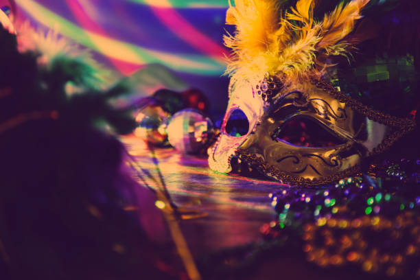 istock Mardi Gras, Rio carnival mask and colorful decorations. 904260900