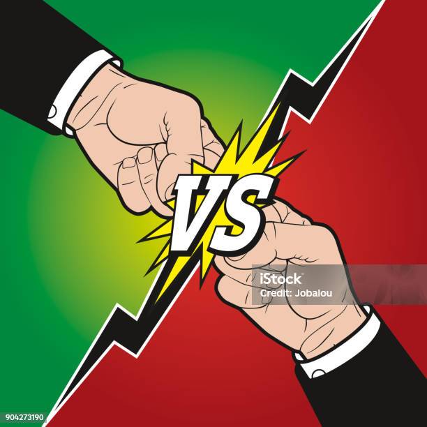 Versus Rivalry Fists Stock Illustration - Download Image Now - Adversity, Aggression, Anger