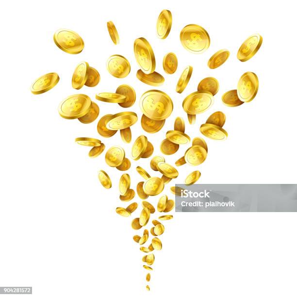 Shot Of Gold Coins Stock Illustration - Download Image Now - Coin, Exploding, Currency