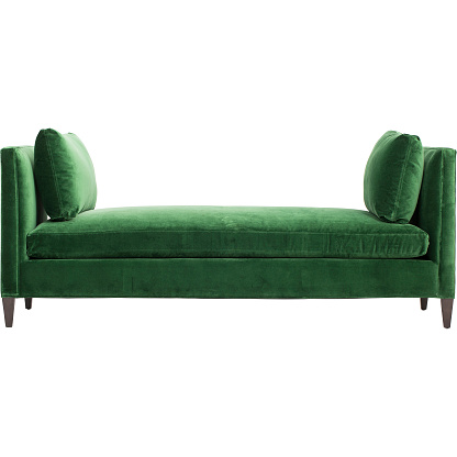 Green sofa isolated on white background. A daybed couch on a white background