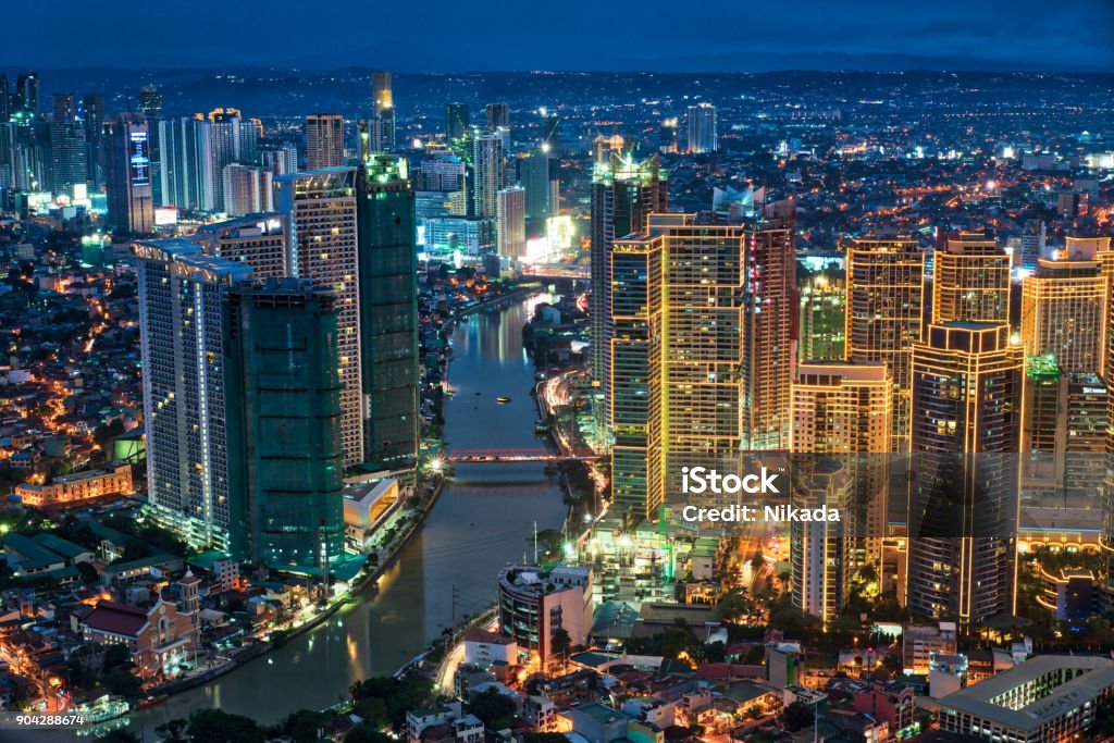 Manila Makati at Twilight Makati Skyline, Metro Manila - Philippines Philippines Stock Photo