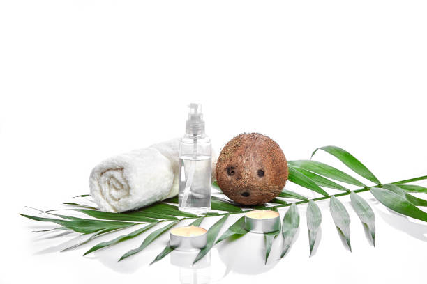 istock Organic cosmetics with coconut on white background 904297798