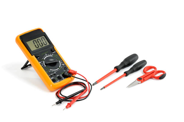 istock Close-up of work equipment on electrical installations, on a white background. 904302388