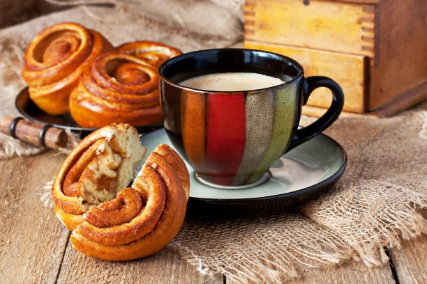 Hot cocoa drink with  homemade buns