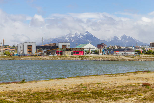 istock Buildings and lake in Ushuaia 904308296