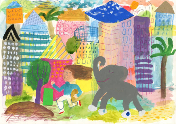 istock Mixed media painting of runners in a city 904312064