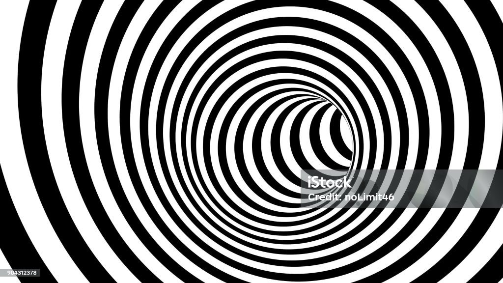 Black and white hypnotic spiral Black and white hypnotic spiral. 3d rendering Spiral Stock Photo