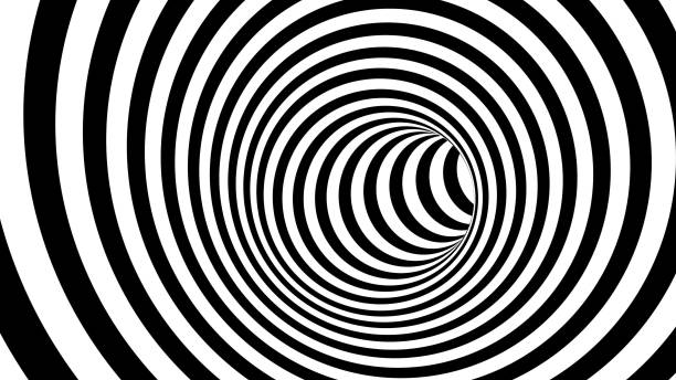 black and white hypnotic spiral - ilusão imagens e fotografias de stock
